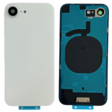 TAPA TRASERA IPHONE 16E CON SOPORTE DE METAL Y LENTE DE CAMARA BLANCA