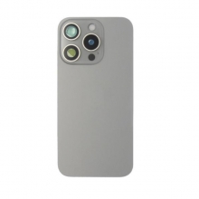 TAPA TRASERA IPHONE 15 PRO NATURAL CON LENTE Y SOPORTE DE METAL